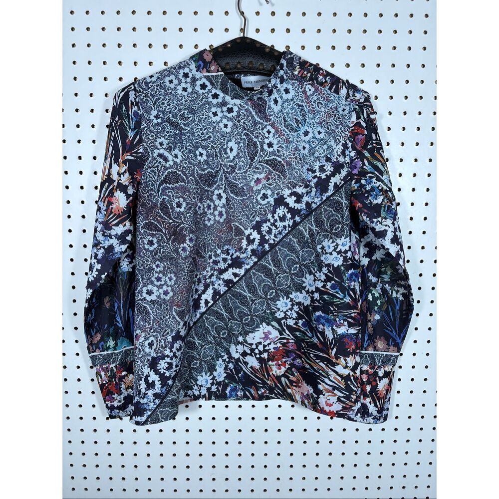 Paper Parachute floral multi pattern print long sleeve top size XS